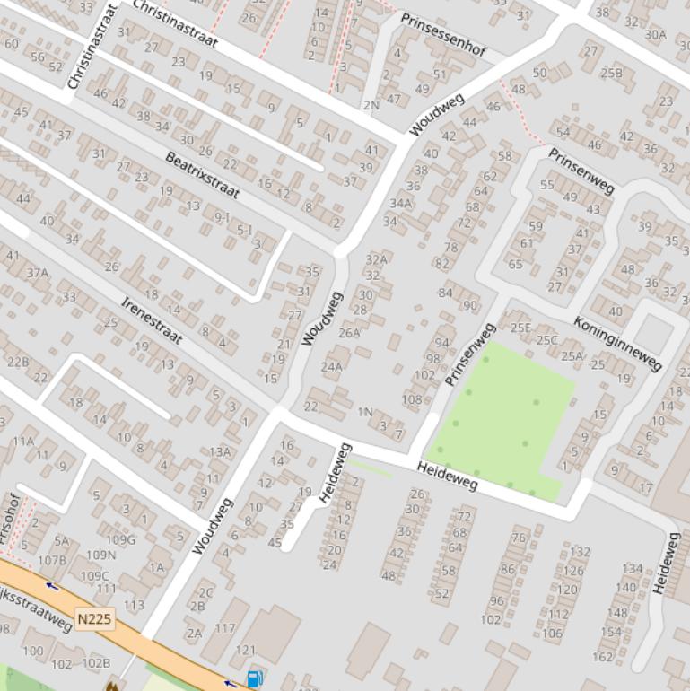 Kaart van de Woudweg.