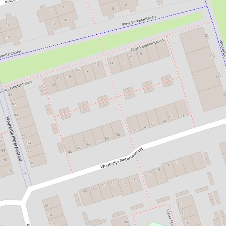 Kaart van de Woutertje Pietersestraat.