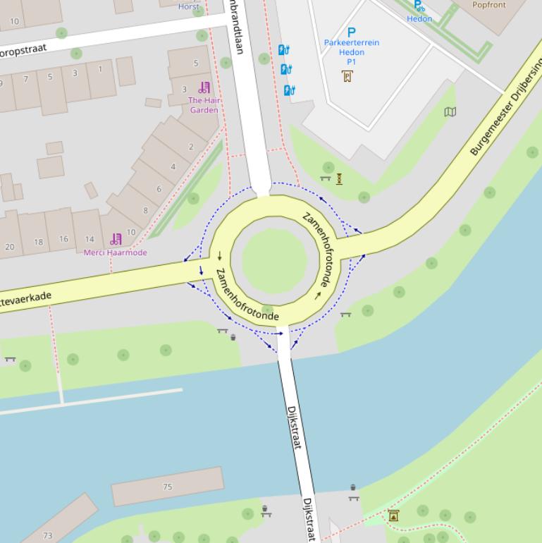 Kaart van  Zamenhofrotonde.