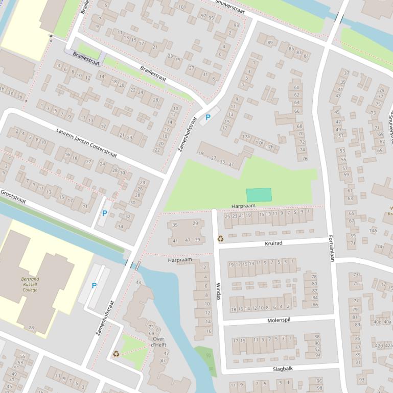 Kaart van de Zamenhofstraat.