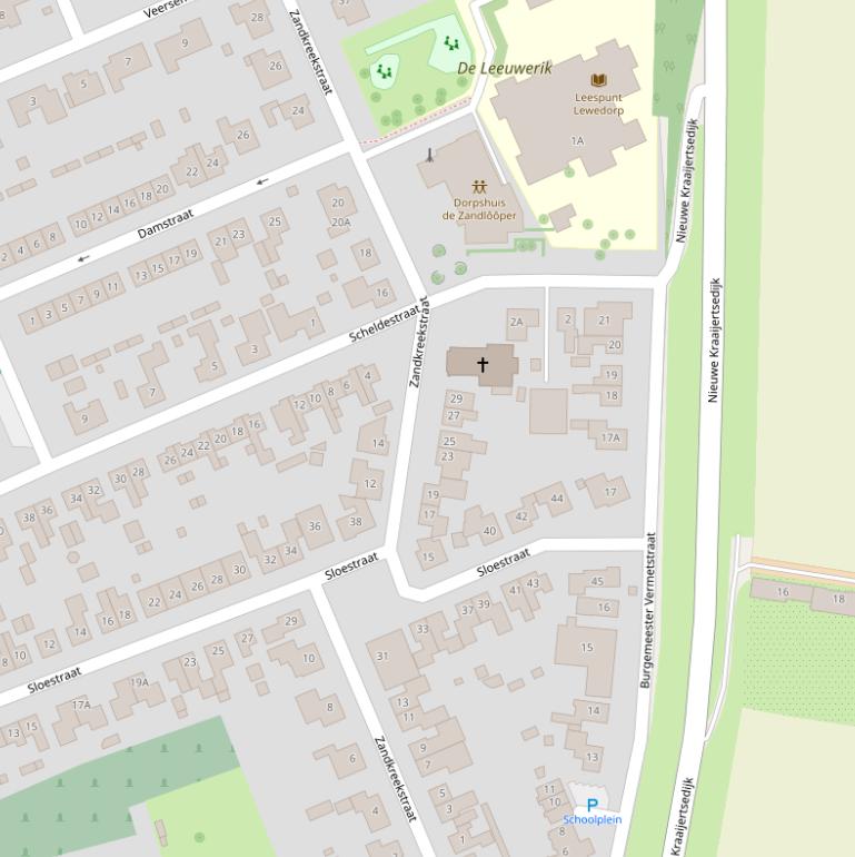 Kaart van de Zandkreekstraat.