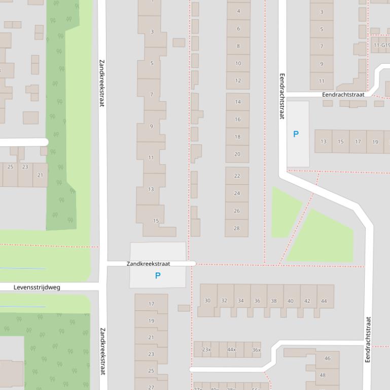 Kaart van de Zandkreekstraat.