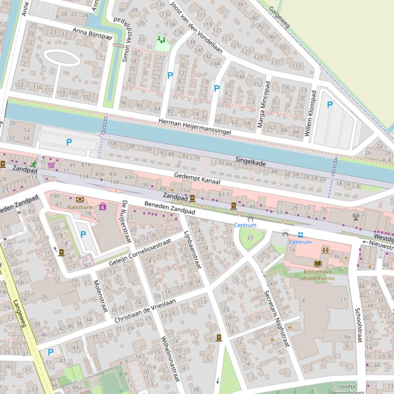 Kaart van het Zandpad.