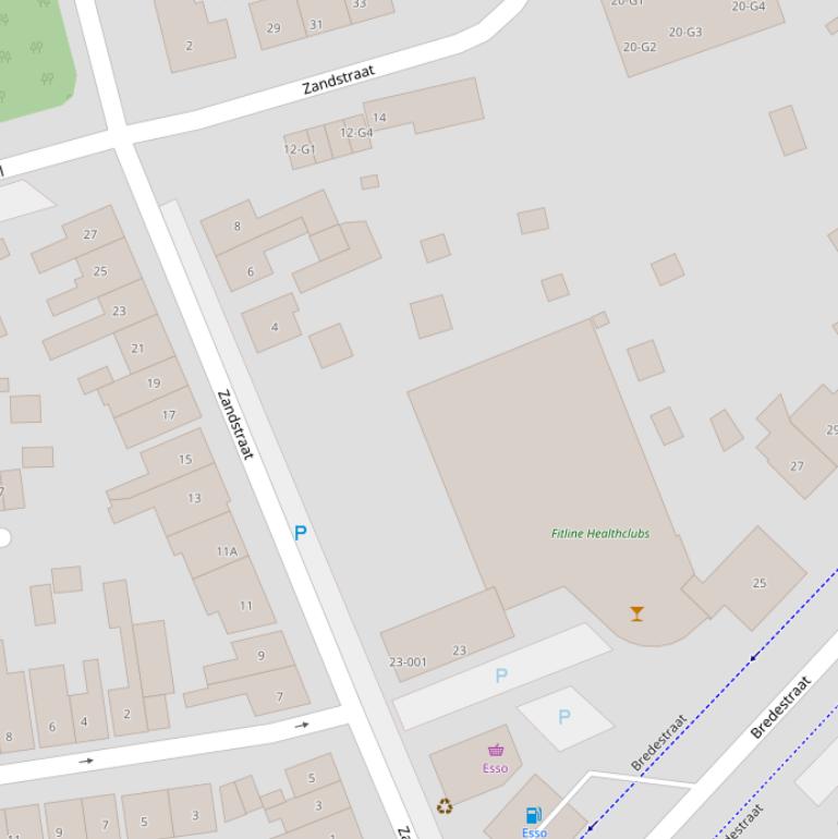 Kaart van de Zandstraat.