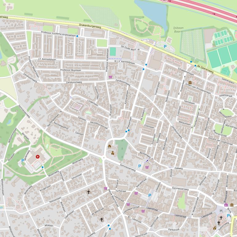 Kaart van de Zandvoortweg.