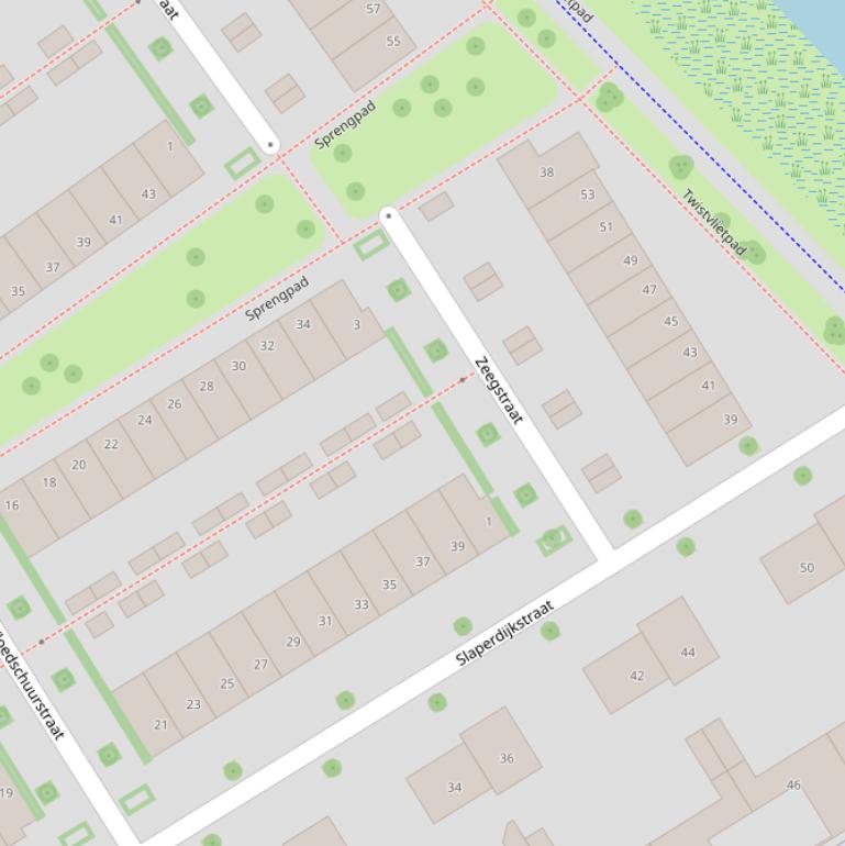 Kaart van de Zeegstraat.