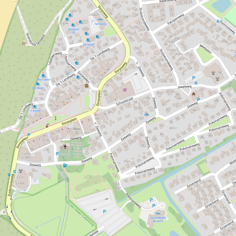 Kaart van de Zeeweg.