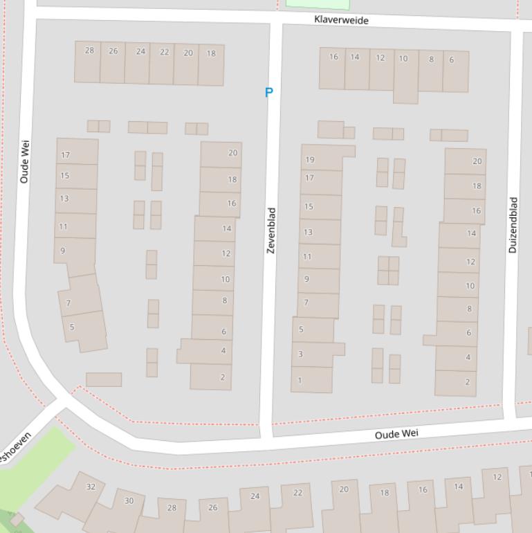 Kaart van  Zevenblad.