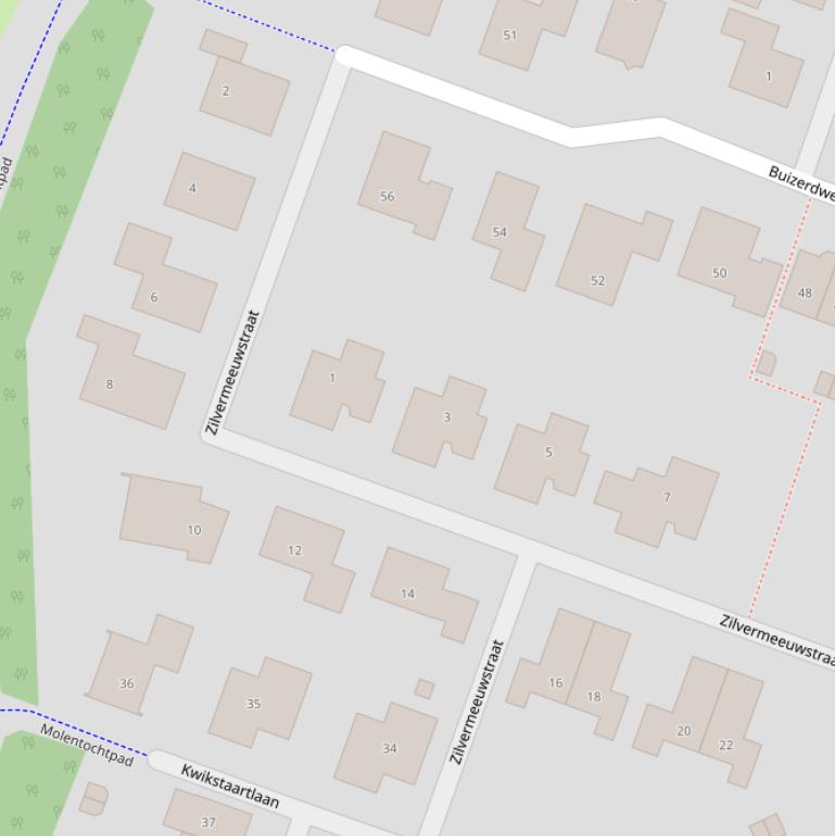 Kaart van de Zilvermeeuwstraat.