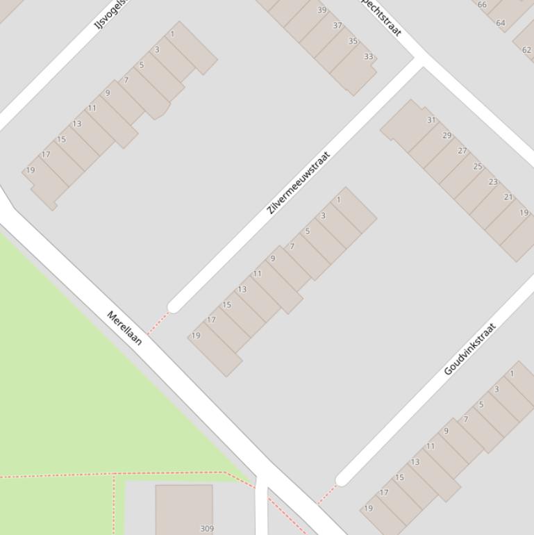 Kaart van de Zilvermeeuwstraat.