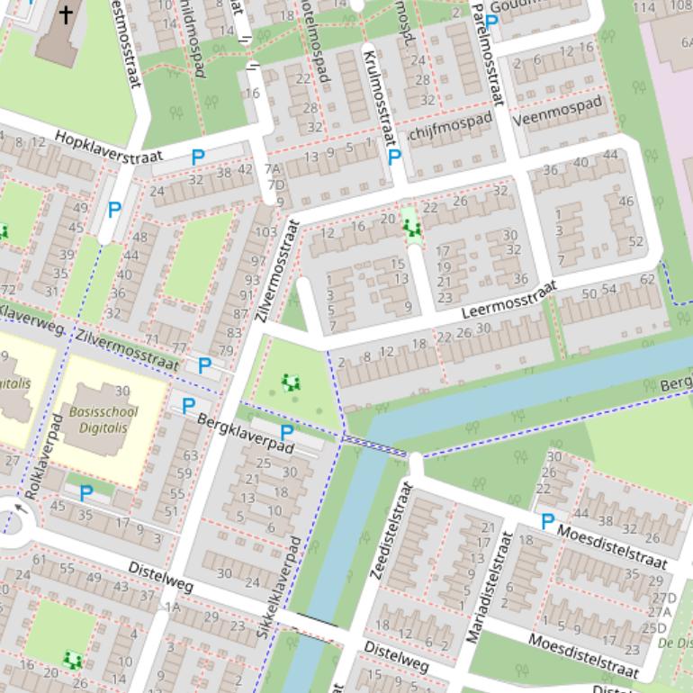 Kaart van de Zilvermosstraat.