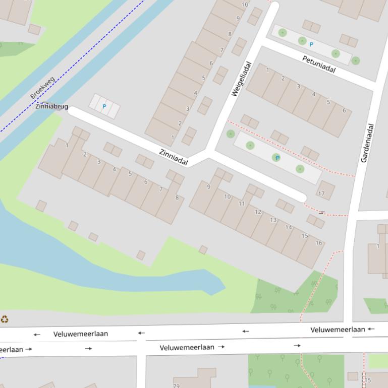 Kaart van  Zinniadal.