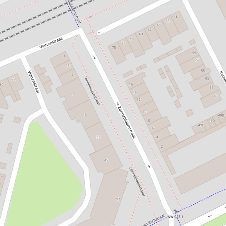 Kaart van de Zonnebloemstraat.