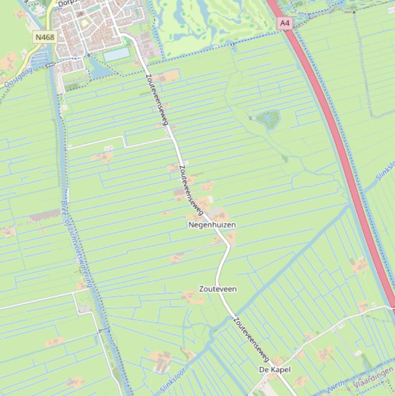 Kaart van de Zouteveenseweg.