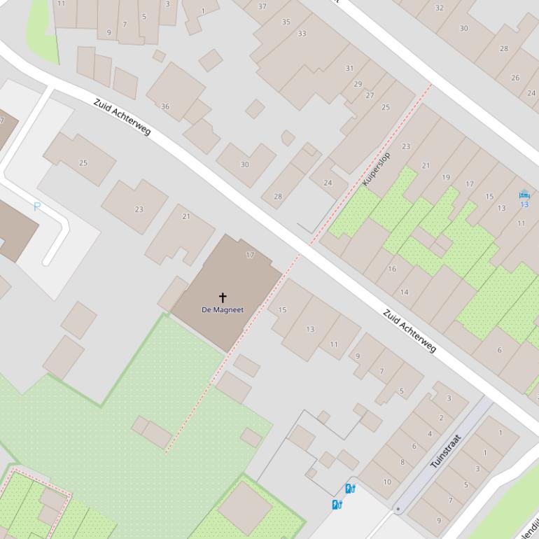 Kaart van de Zuid Achterweg.