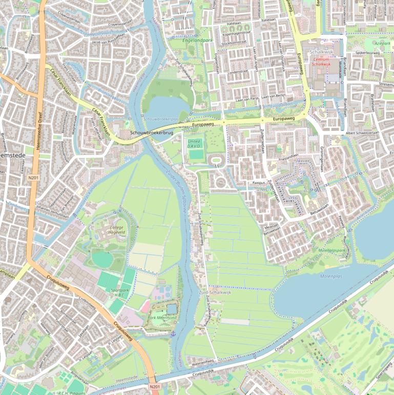 Kaart van de Zuid Schalkwijkerweg.