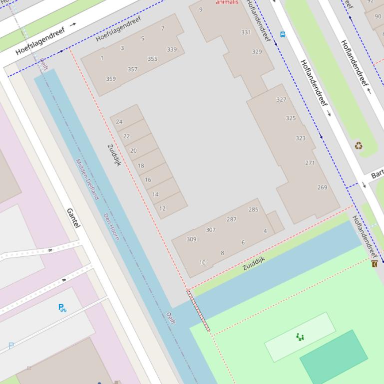 Kaart van de Zuiddijk.