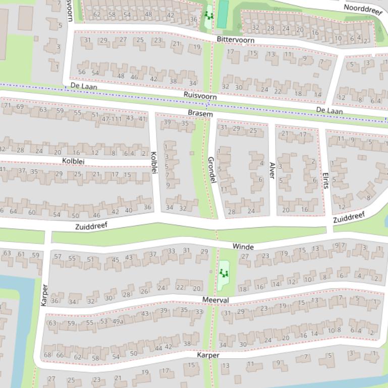 Kaart van de Zuiddreef.