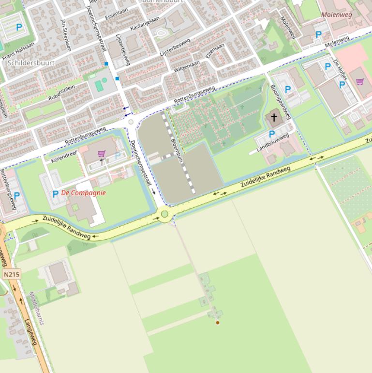 Kaart van de Zuidelijke Randweg.