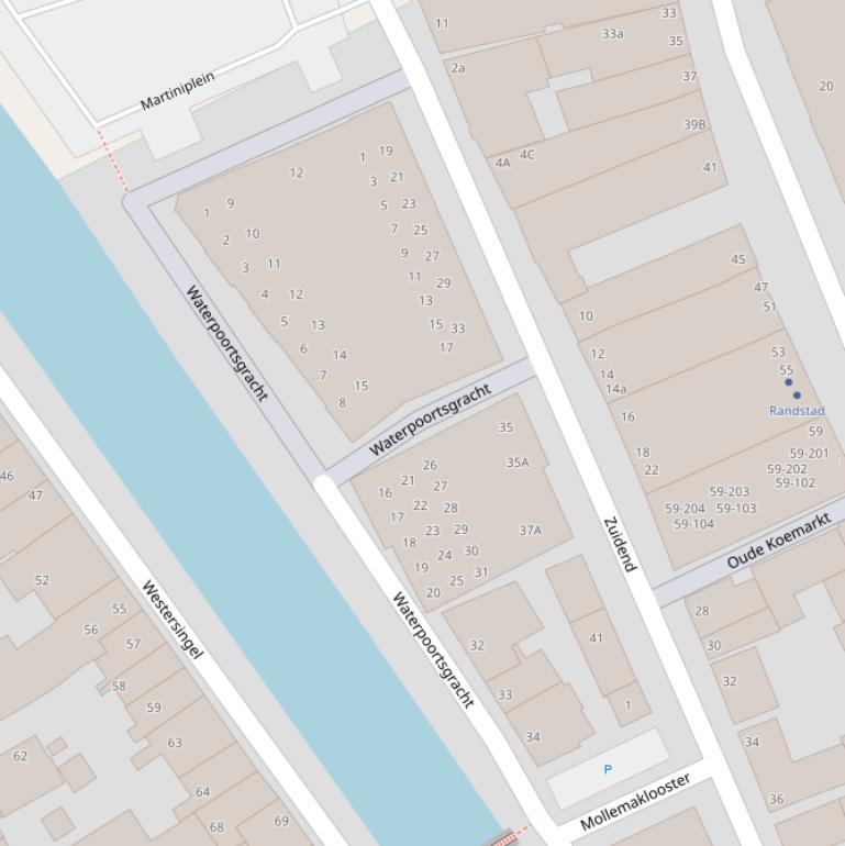 Kaart van de Zuidenddwarsstraat.