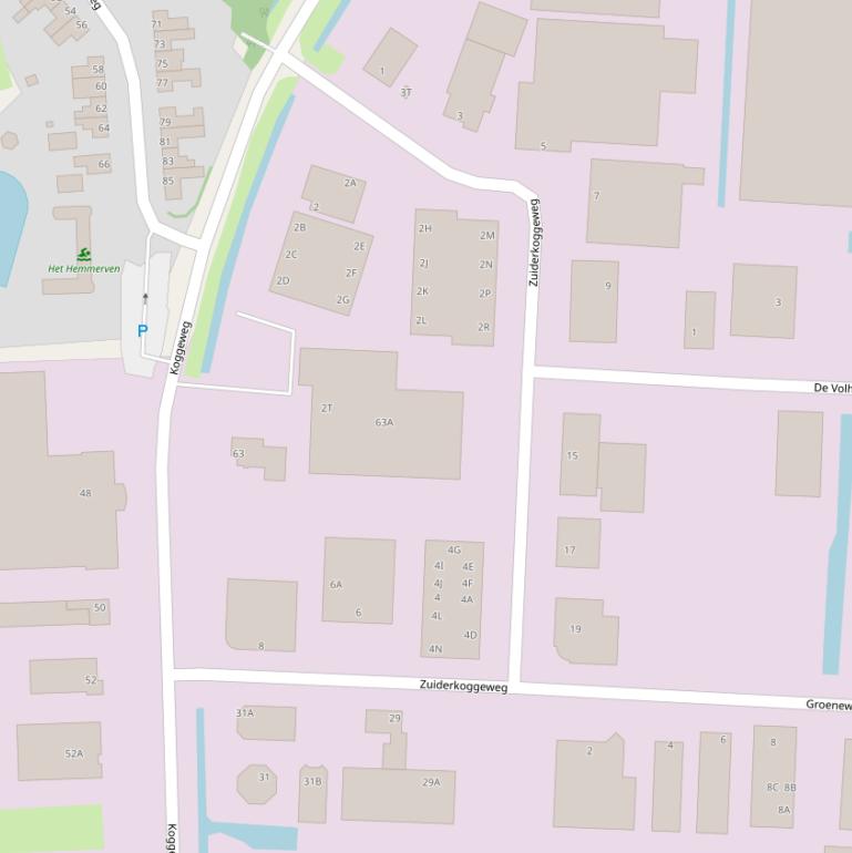 Kaart van de Zuiderkoggeweg.