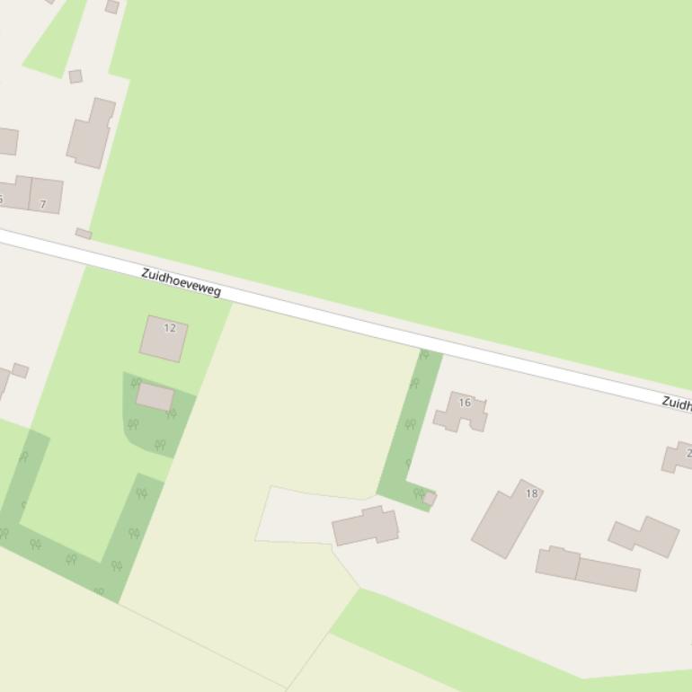 Kaart van de Zuidhoeveweg.