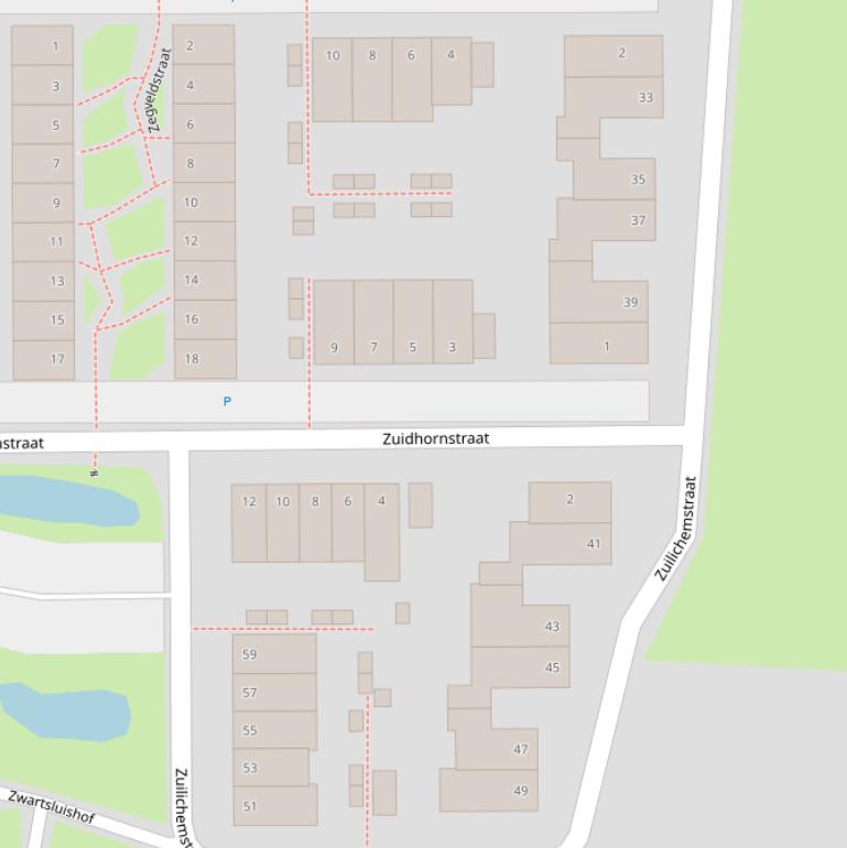 Kaart van de Zuidhornstraat.