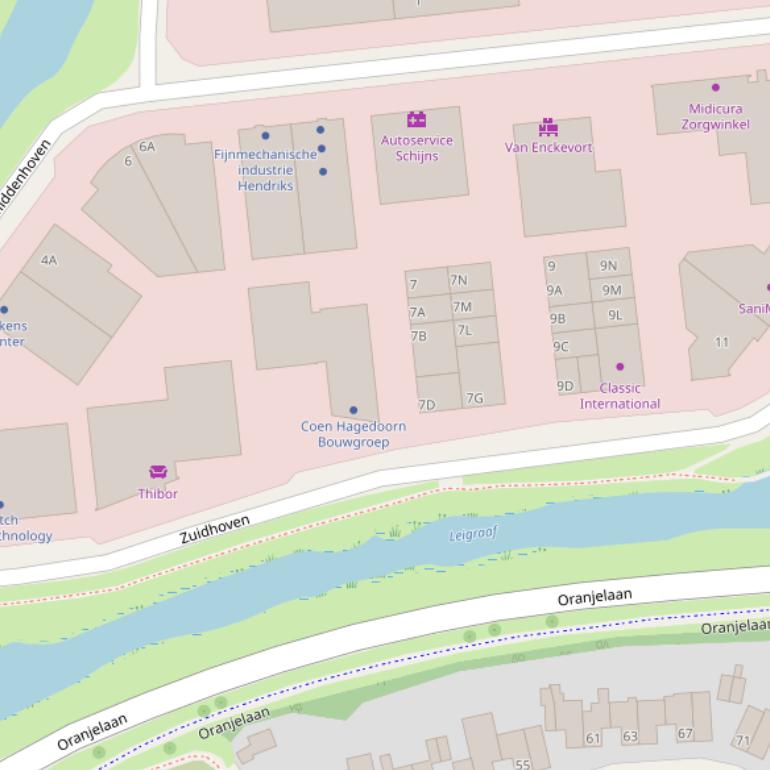 Kaart van  Zuidhoven.