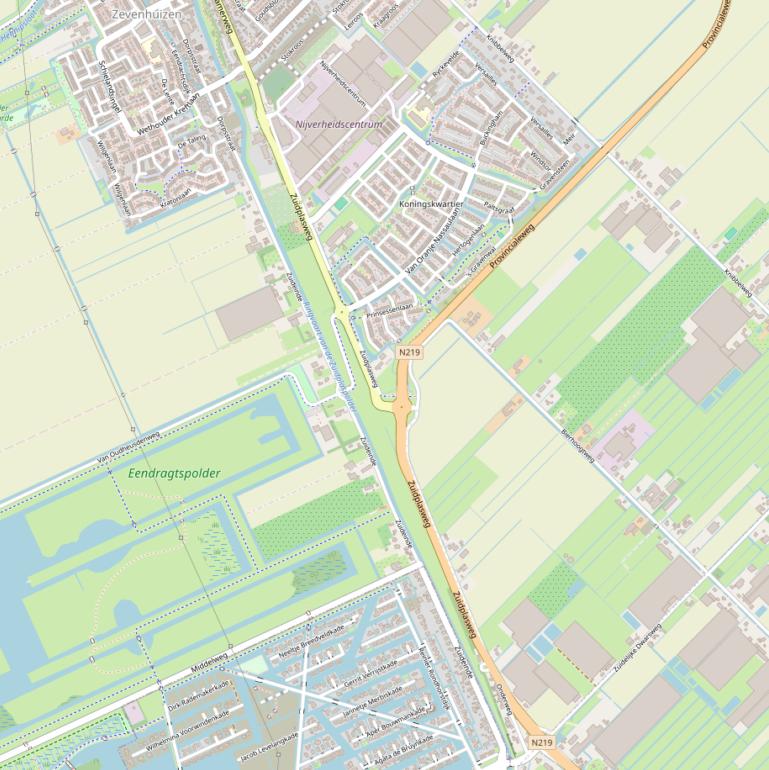 Kaart van de Zuidplasweg.