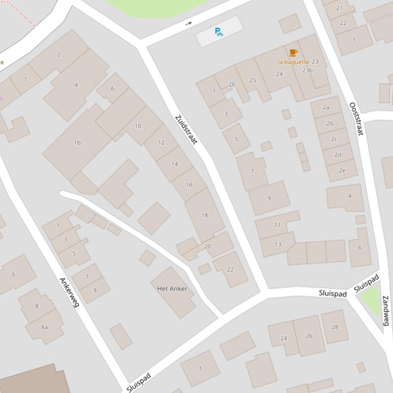 Kaart van de Zuidstraat.