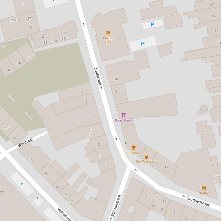 Kaart van de Zuidstraat.