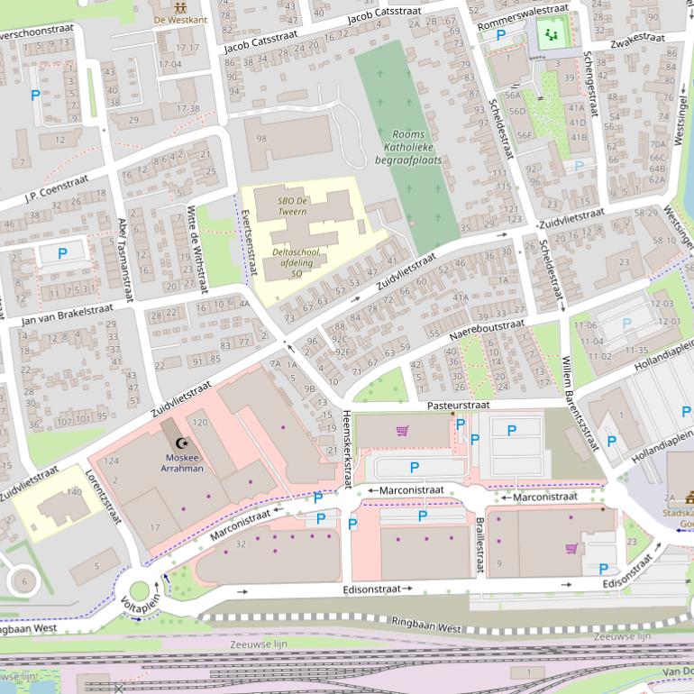 Kaart van de Zuidvlietstraat.