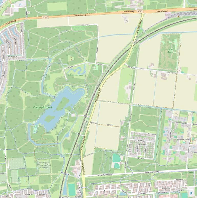 Kaart van de Zuigerplasdreef.