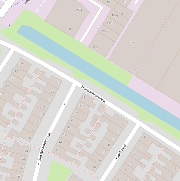 Kaart van de Zusterschoolstraat.