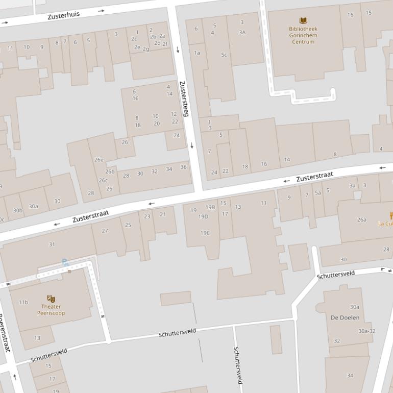 Kaart van de Zusterstraat.