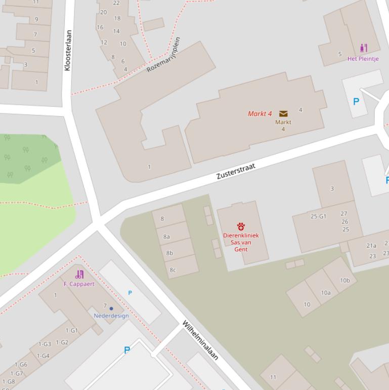 Kaart van de Zusterstraat.