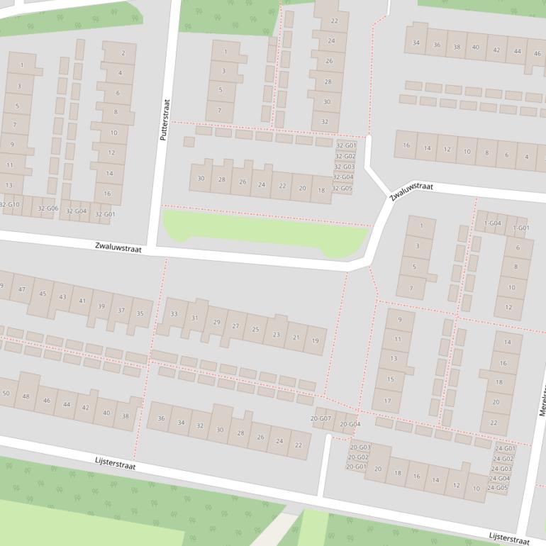 Kaart van de Zwaluwstraat.