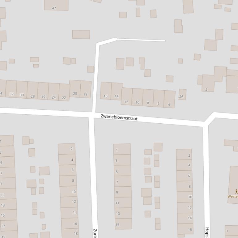 Kaart van de Zwanebloemstraat.