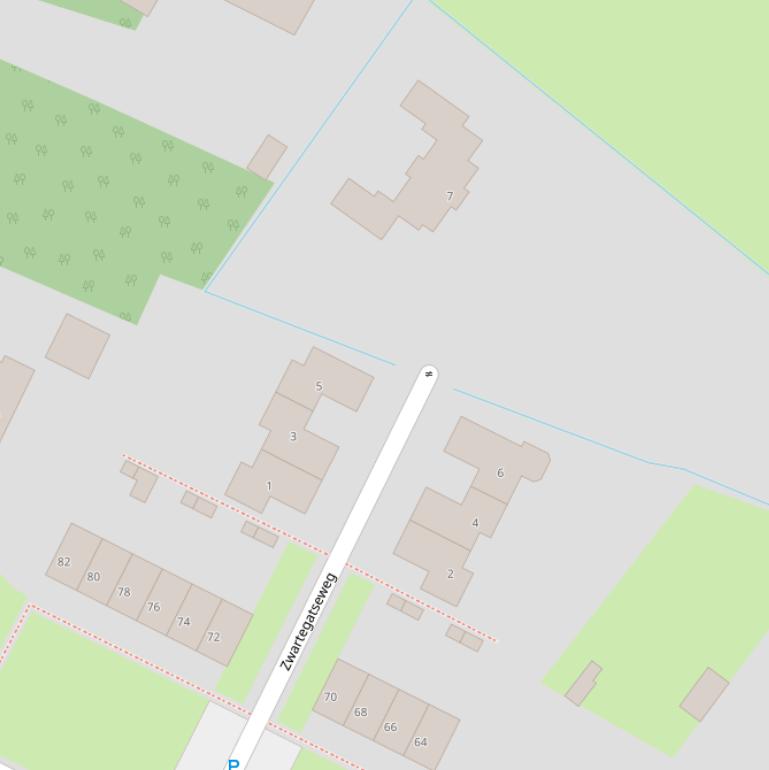 Kaart van de Zwartegatseweg.