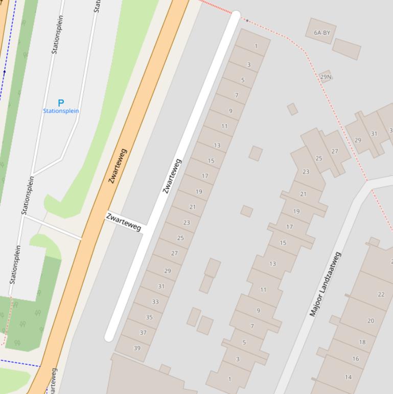 Kaart van de Zwarteweg.