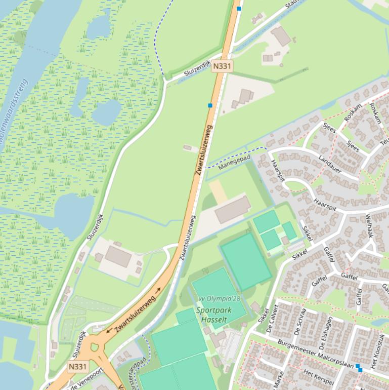 Kaart van de Zwartsluizerweg.