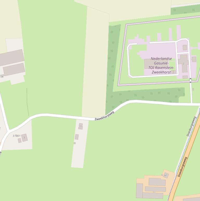 Kaart van de Zweekhorstweg.