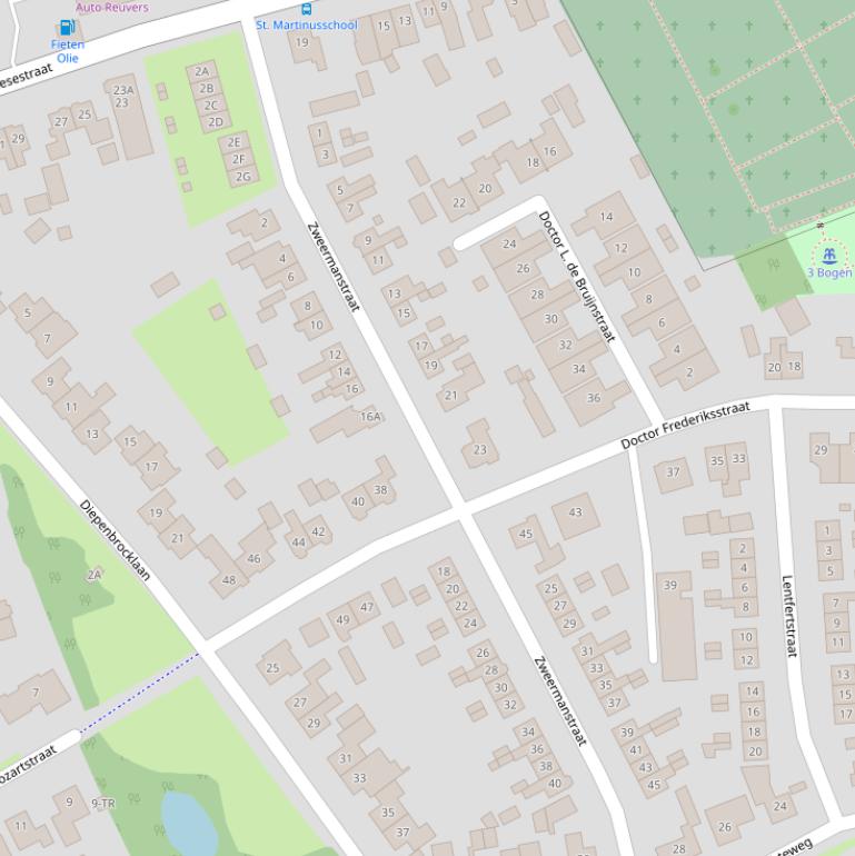 Kaart van de Zweermanstraat.