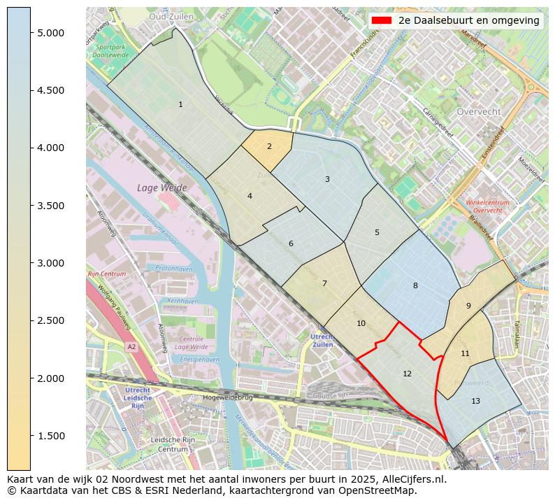 Afbeelding van de 2e Daalsebuurt en omgeving op de kaart.