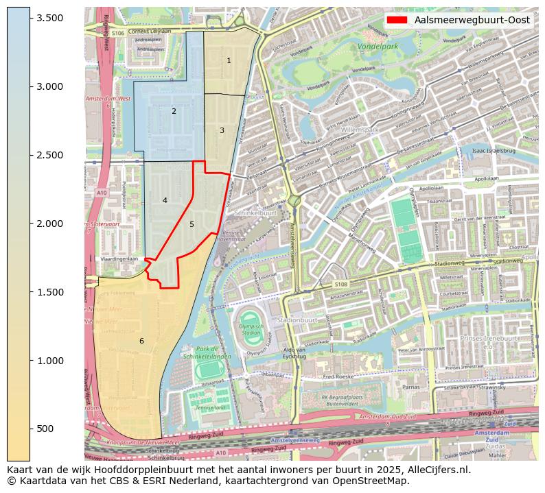 Afbeelding van de Aalsmeerwegbuurt-Oost op de kaart.
