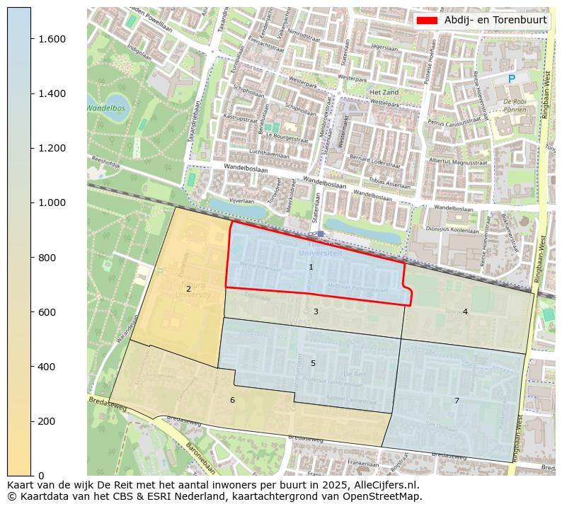 Afbeelding van de Abdij- en Torenbuurt op de kaart.