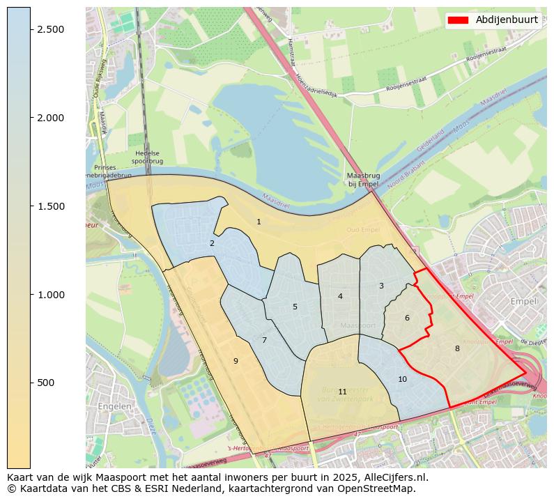Afbeelding van de Abdijenbuurt op de kaart.
