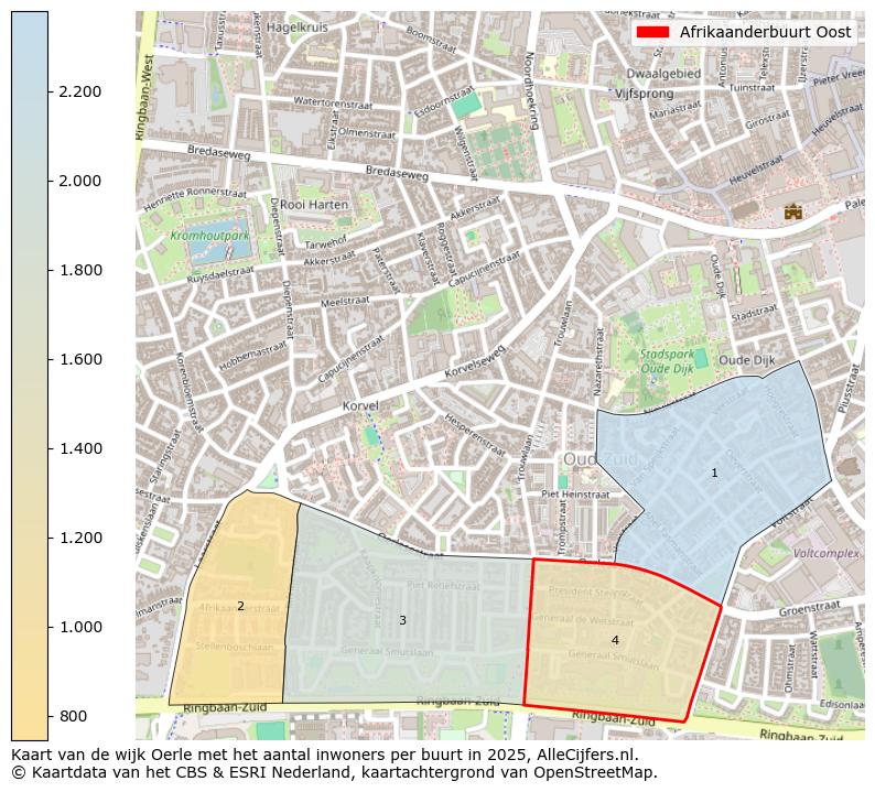 Afbeelding van de Afrikaanderbuurt Oost op de kaart.