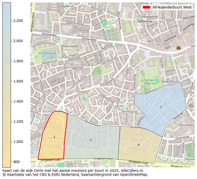 Afbeelding van de Afrikaanderbuurt West op de kaart.