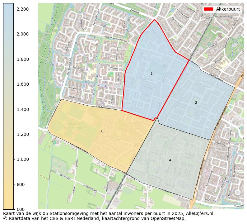 Afbeelding van de Akkerbuurt op de kaart.